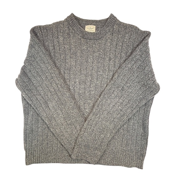 LL Bean Sweater Mens X Large Gray Lambs Wool Classic Outdoor Grandpa Pullover